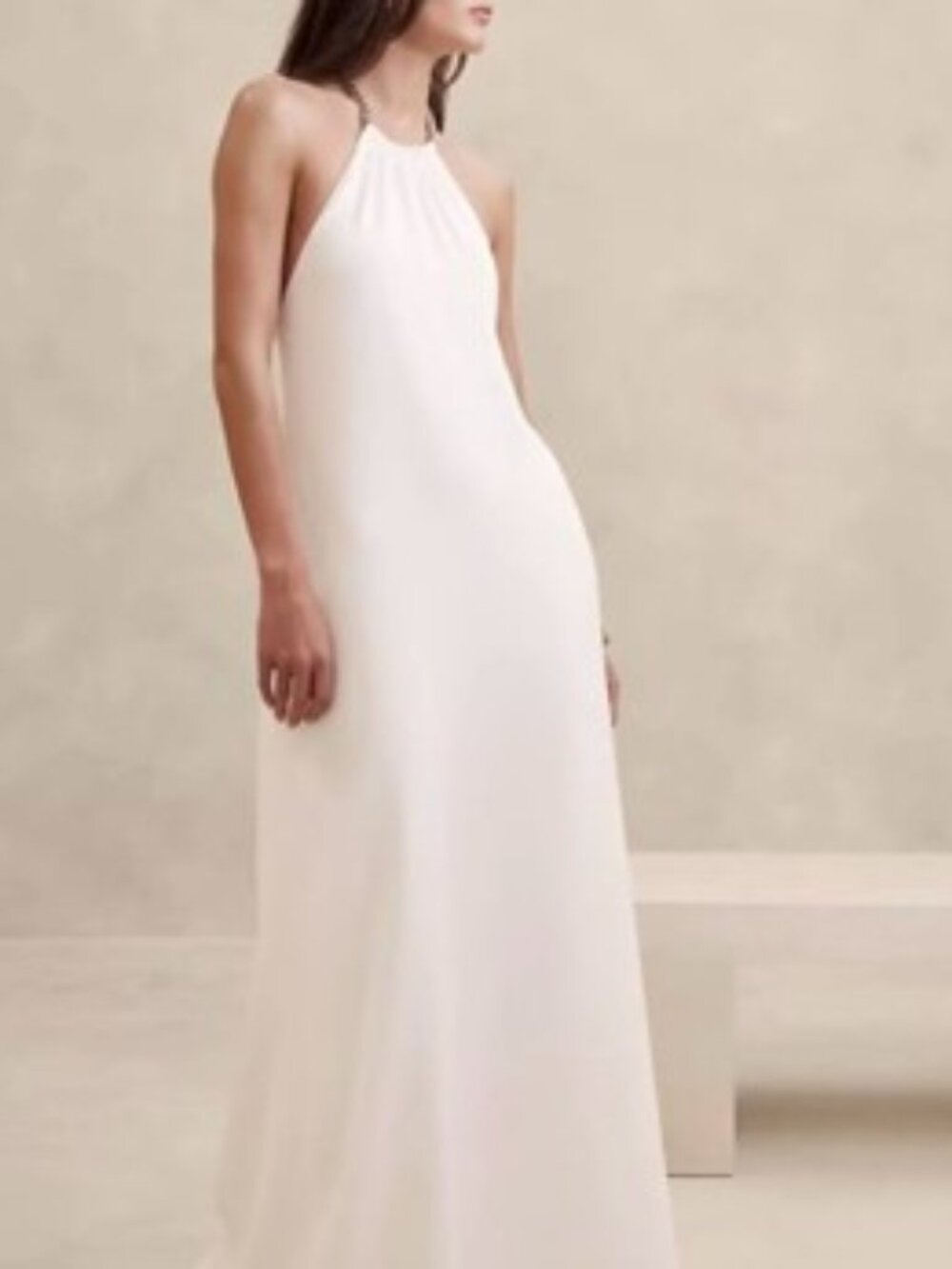 BR Crepe Halter Gown Dress - 8 – Iced Vanilla Ivory